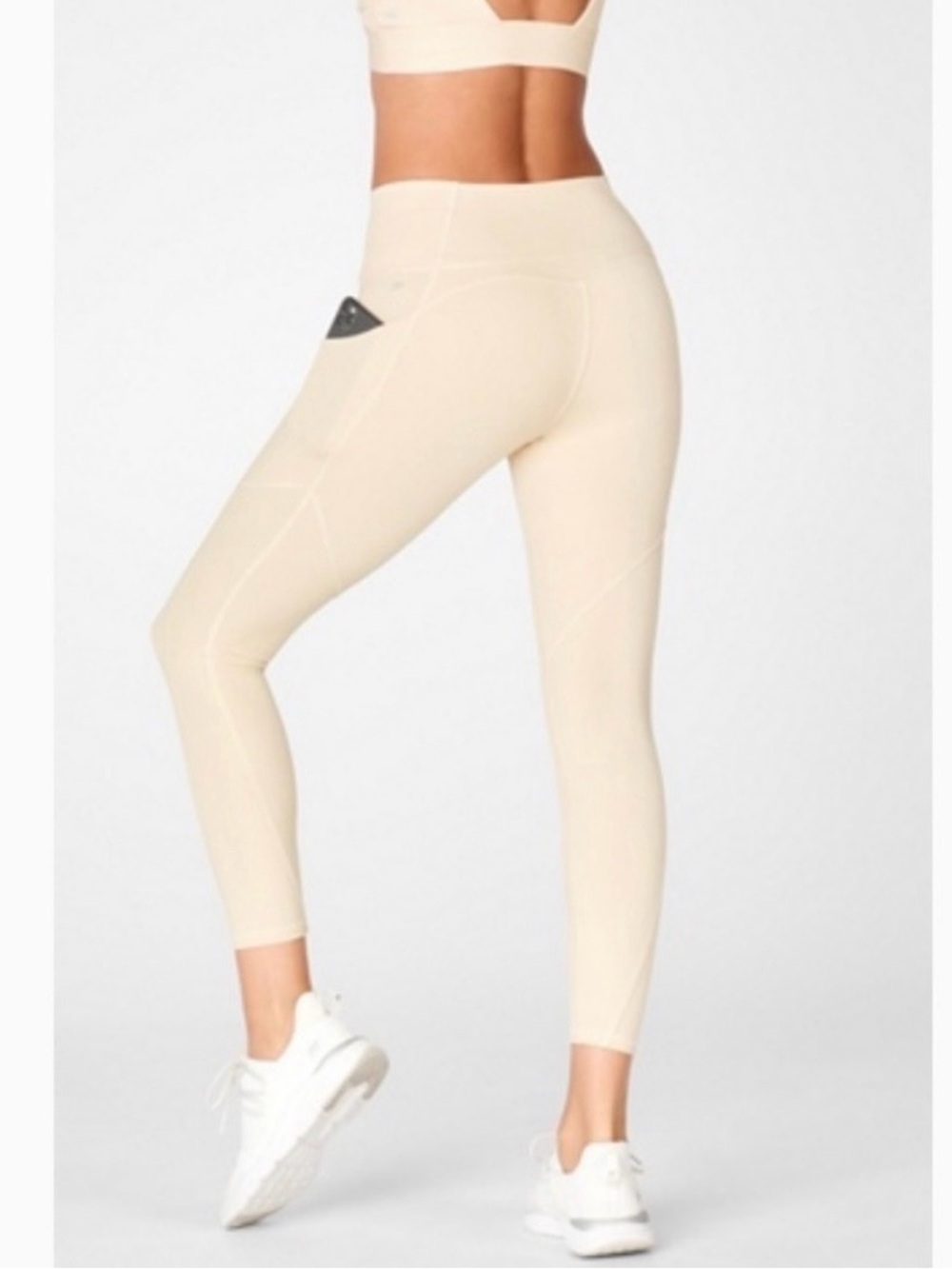 Fabletics PureLuxe Cream High-Waist Leggings with Side Pockets